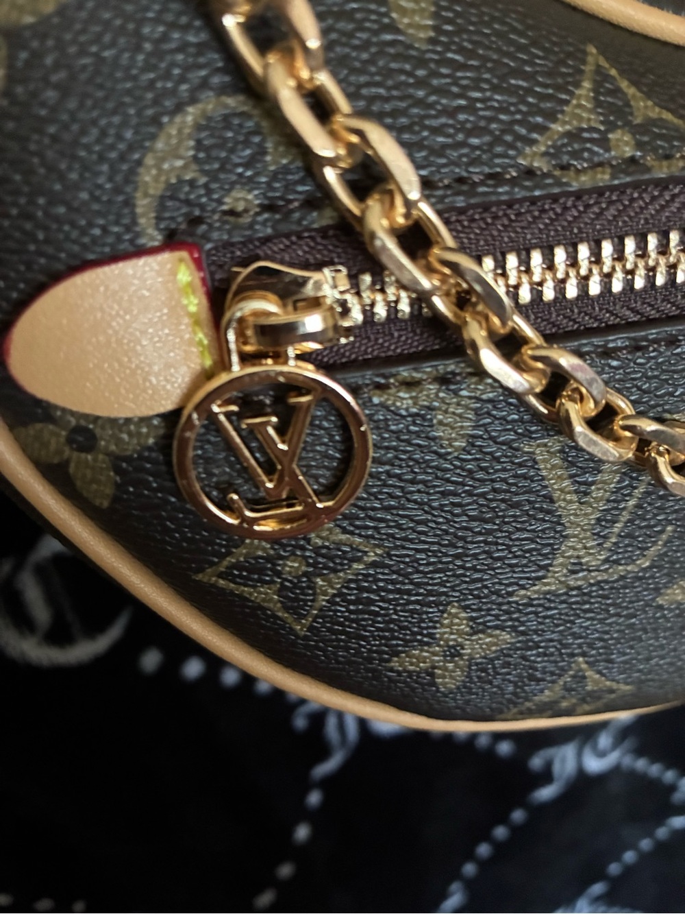 Louis Vuitton Monogram Crescent Shoulder Bag with Red-Trim Strap and Gold Chain - Picture 8 of 8